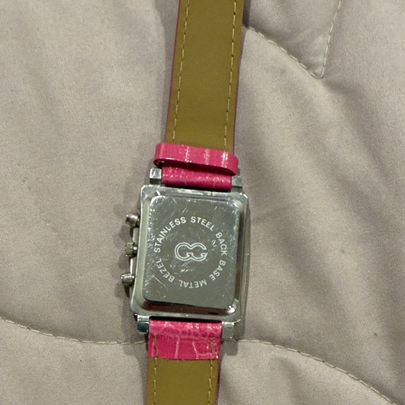Pink Croc-Embossed Rhinestone Square Watch - Picture 3 of 3
